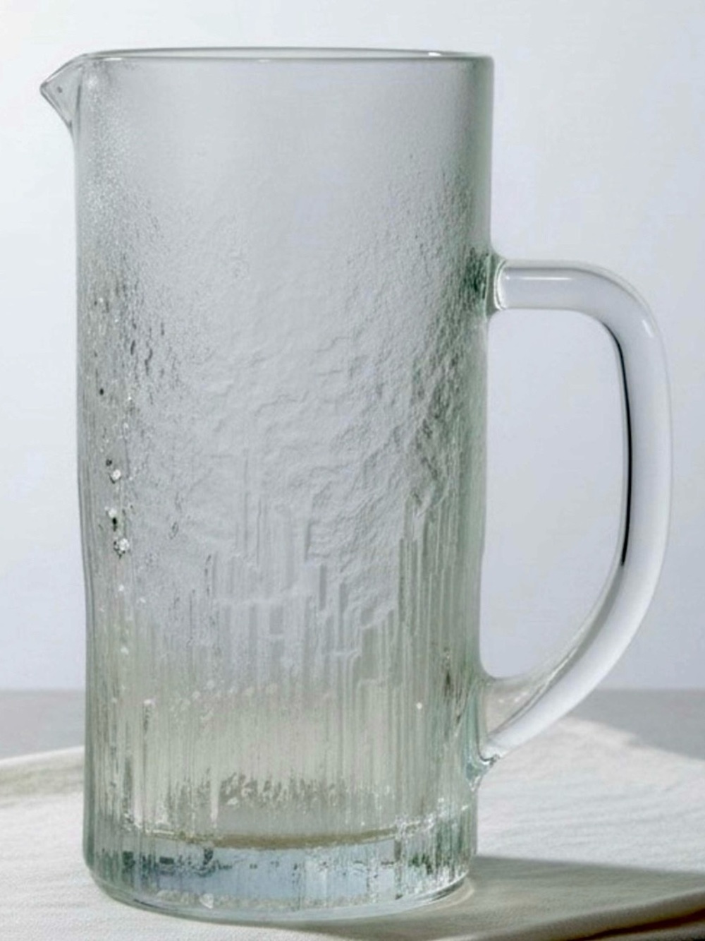 SASAKI JAPAN - MID-CENTURY MODERN “ICE BARK” GLASS PITCHER